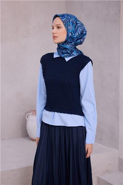 {URUNSEO_TITLE} | BELLI | BELLİ İPEK EŞARP | BELLİ ETNİK DESEN İPEK EŞARP 4222D (TWILL) LACİVERT - 88