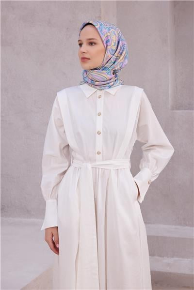 BELLİ ETNİK DESEN İPEK EŞARP 4222D (TWILL) BEBE MAVİSİ - 50