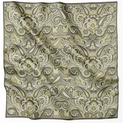 BELLİ ETNİK DESEN İPEK EŞARP 4222D (TWILL) HAKİ - 87