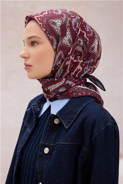BELLİ ETNİK DESEN PREMIUM SOFT BORDO EŞARP 5