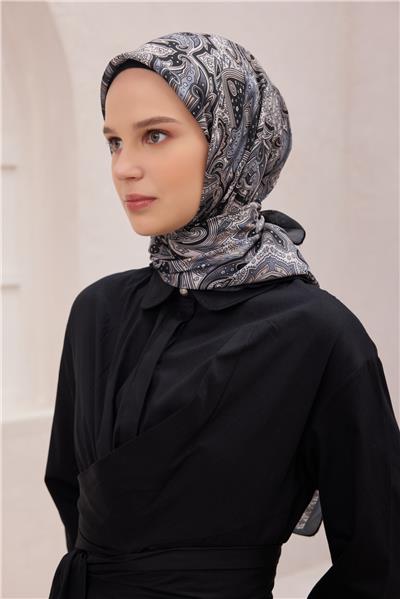 BELLİ ETNİK DESEN PREMIUM SOFT SİYAH - BEYAZ EŞARP 5