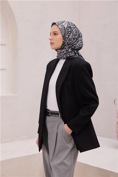 BELLİ ETNİK DESEN PREMIUM SOFT SİYAH EŞARP 4