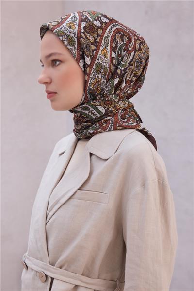 BELLİ ETNİK DESEN PREMIUM SOFT TABA EŞARP 4