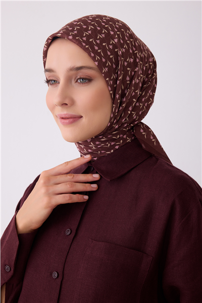 Belli Fresh Bordo Çiçek Desen Soft Eşarp 4001 - 40
