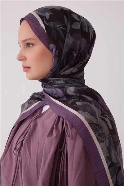 Belli Fresh Çiçek Desen Siyah Sanda Şal 1362 - 04