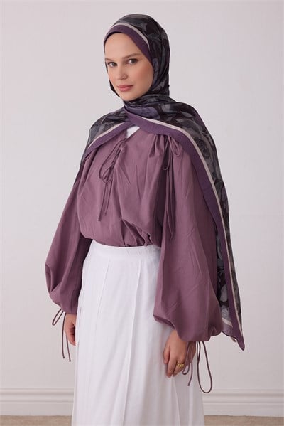 Belli Fresh Çiçek Desen Siyah Sanda Şal 1362 - 04