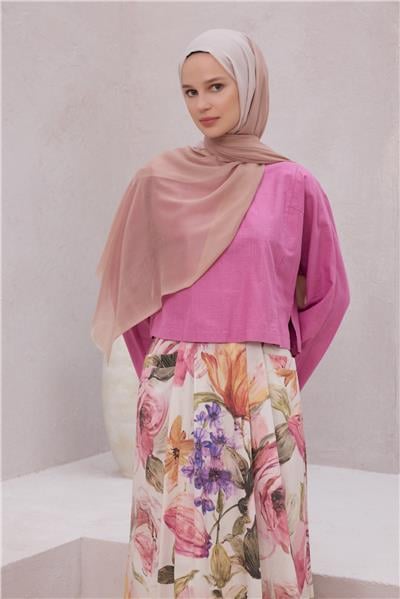 {URUNSEO_TITLE} | BELLI | POLYESTER ŞAL | BELLİ FRESH GEÇİŞLİ DESEN PUDRA-TAŞ DEGRADE ŞAL
