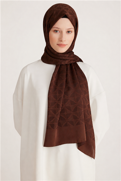Belli Fresh Geometrik Desen Acı Kahve Capri Şal 1 - 247791