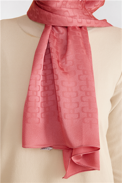Belli Fresh Geometrik Desen Açık Pembe Jakarlı Şal 2 - 249077