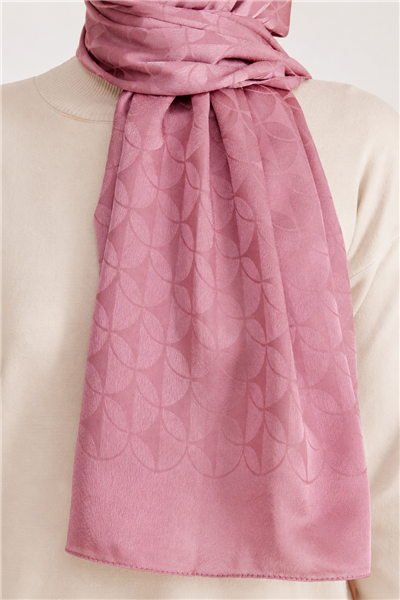 Belli Fresh Geometrik Desen Açık Pembe Jakarlı Şal 1 - 249077