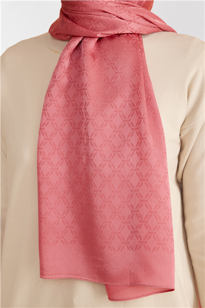Belli Fresh Geometrik Desen Açık Pembe Jakarlı Şal 3 - 249077