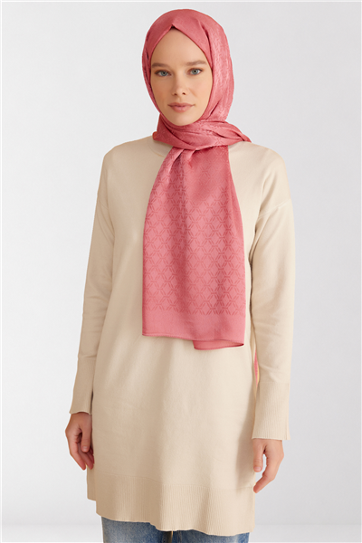 Belli Fresh Geometrik Desen Açık Pembe Jakarlı Şal 3 - 249077