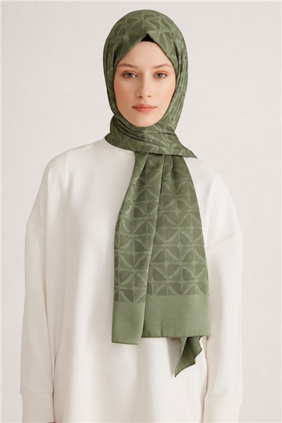 Belli Fresh Geometrik Desen Haki Capri Şal 1 - 247785
