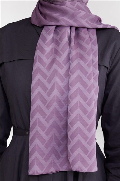Belli Fresh Geometrik Desen Koyu Lila Capri Şal 2 - 247787