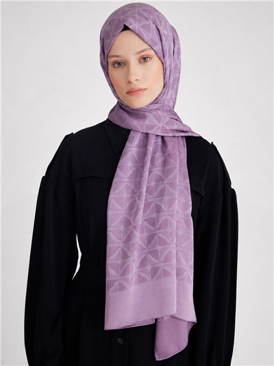 Belli Fresh Geometrik Desen Koyu Lila Capri Şal 1 - 247787