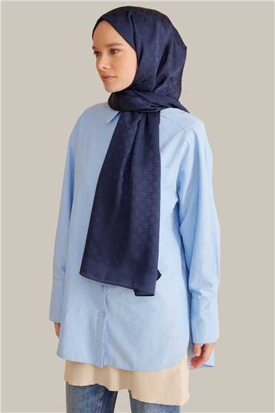 Belli Fresh Geometrik Desen Lacivert Jakarlı Şal 3 - 242107