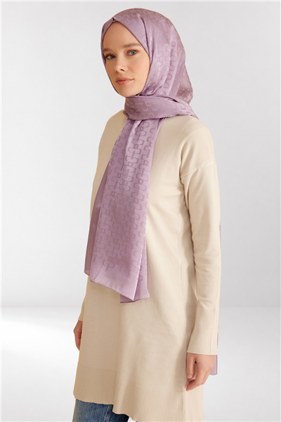 Belli Fresh Geometrik Desen Lila Jakarlı Şal 2 - 247787