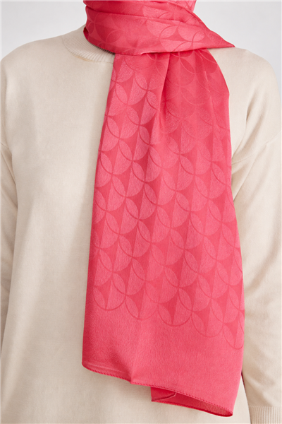 Belli Fresh Geometrik Desen Pembe Jakarlı Şal 1 - 249075