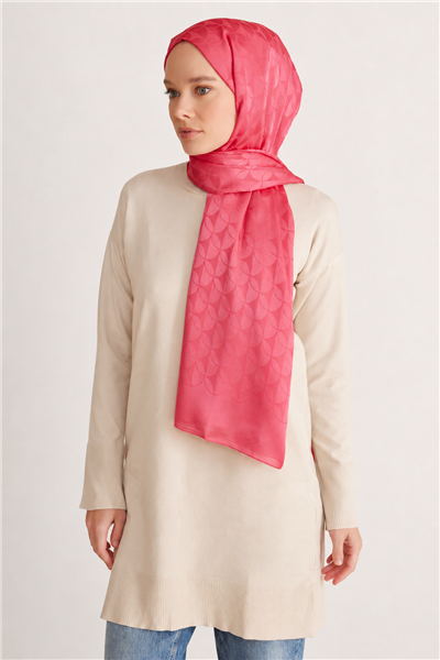 Belli Fresh Geometrik Desen Pembe Jakarlı Şal 1 - 249075