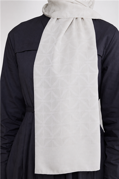 Belli Fresh Geometrik Desen Sedefli Beyaz Capri Şal 1 - 241822