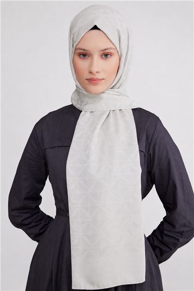 Belli Fresh Geometrik Desen Sedefli Beyaz Capri Şal 1 - 241822