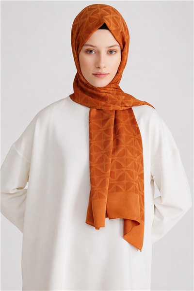 Belli Fresh Geometrik Desen Turuncu Capri Şal 1 - 247789