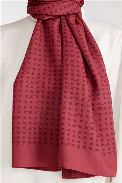Belli Fresh Hasır Desen Bordo Siena Şal 3 - 24053