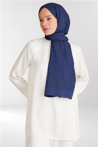 Belli Fresh Hasır Desen Lacivert Siena Şal 3 - 23048