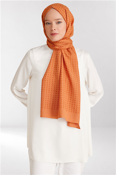 Belli Fresh Hasır Desen Turuncu Siena Şal 3 - 21070
