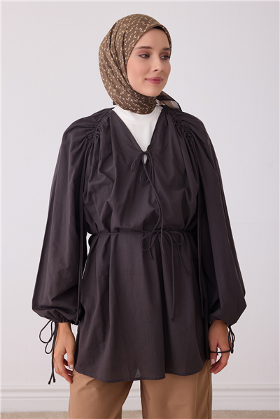 Belli Fresh Kahverengi Çiçek Desen Soft Eşarp 4001 - 35