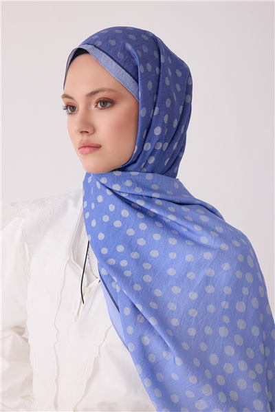 Belli Fresh Puantiye Desen Mavi Lena Şal 4438 - 11