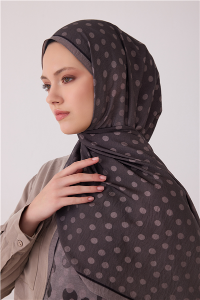 Belli Fresh Puantiye Desen Koyu Vizon Lena Şal 4438 - 19