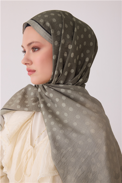 Belli Fresh Puantiye Desen Haki Lena Şal 4438 - 21