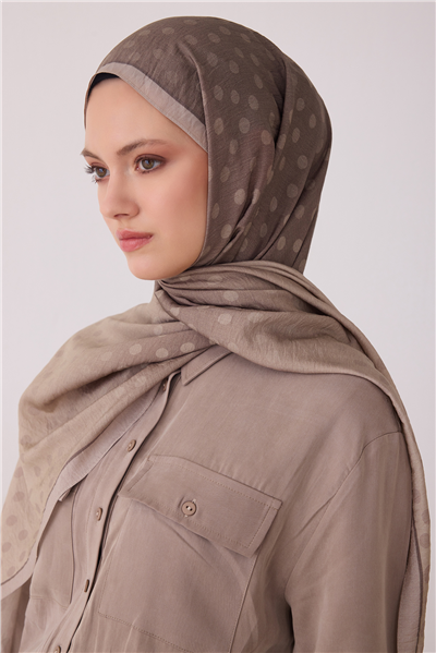 Belli Fresh Puantiye Desen Açık Vizon Lena Şal 4438 - 26
