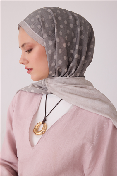 Belli Fresh Puantiye Desen Gri Lena Şal 4438 - 27