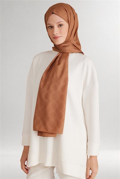 Belli Fresh Logo Desen Sütlü Kahve Monogram Şal 2 - 24