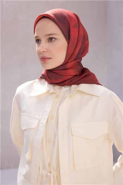 BELLİ FRESH ÇİÇEK DESEN BORDO MODAL EŞARP 20