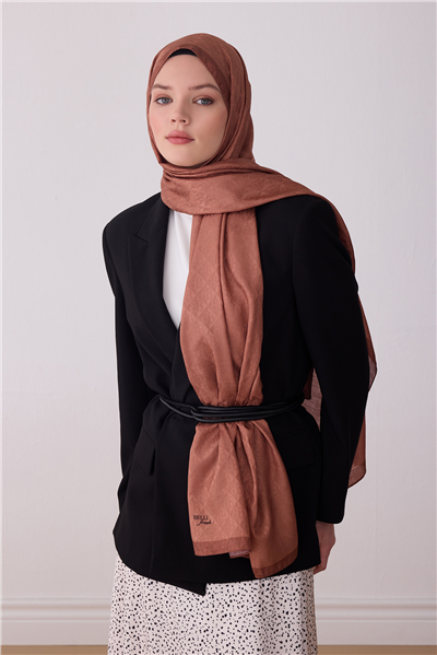 Belli Fresh Monogram Desen Kiremit Şal