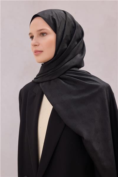 Belli Fresh Logo Desen Siyah Monogram Şal 3 - 99