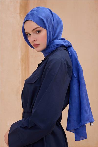 BELLİ FRESH GEOMETRİK DESEN SAKS MAVİ PERYY ŞAL 1