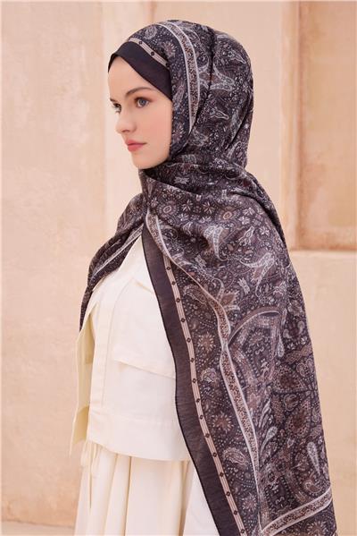 BELLİ FRESH ETNİK DESEN SİYAH VİZON SANDA ŞAL 1406