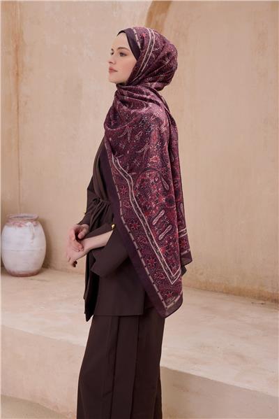 BELLİ FRESH ETNİK DESEN BORDO SANDA ŞAL 1406
