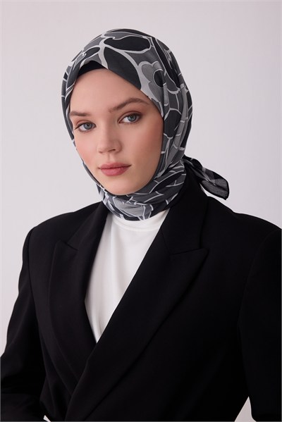 Belli Fresh Siyah Etnik Desen Vual Eşarp 3287 - 21