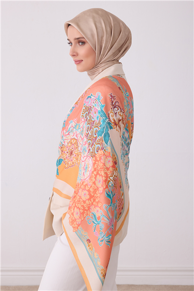 Belli Fresh Somon Çiçek Desen Omuz Şalı 5826 - 80