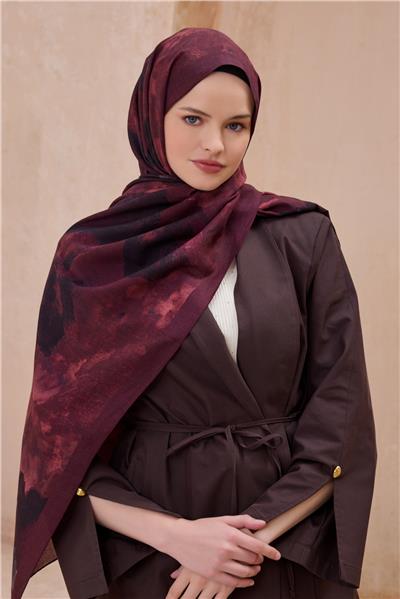BELLİ FRESH ÇİÇEK DESEN KIRMIZI VİNTAGE ŞAL 1