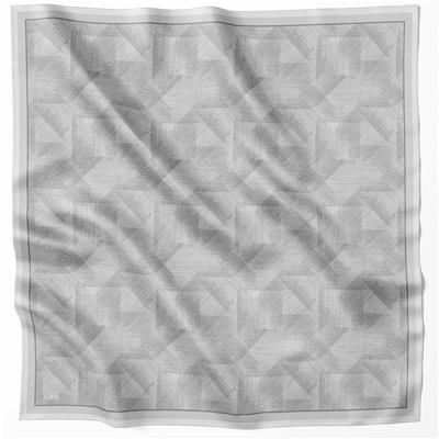 BELLİ GEOMETİK DESEN İPEK EŞARP 4201D (TWILL) GÜMÜŞ - 47