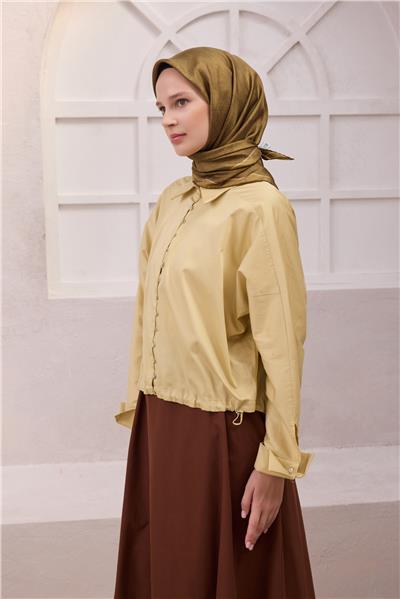 BELLİ GEOMETİK DESEN İPEK EŞARP 4201D (TWILL) HAKİ - 30