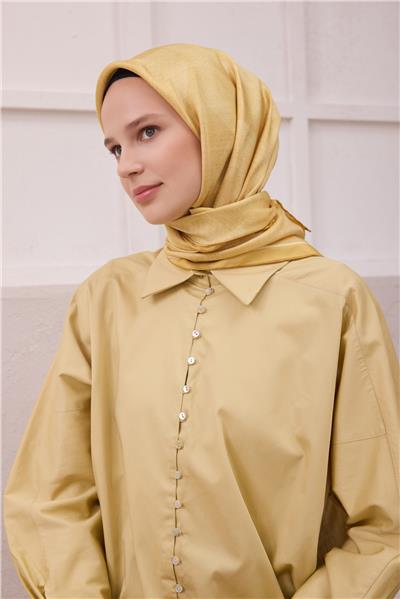 BELLİ GEOMETİK DESEN İPEK EŞARP 4201D (TWILL) SARI - 33