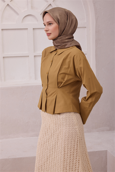 BELLİ GEOMETİK DESEN İPEK EŞARP 4201D (TWILL) VİZON - 46