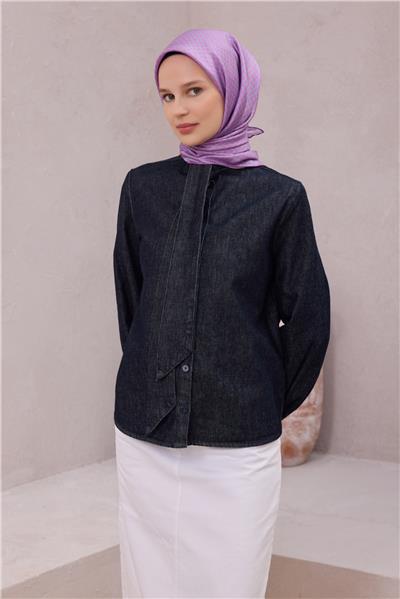 BELLİ GEOMETİK DESEN İPEK EŞARP 4203D (TWILL) MOR - 34